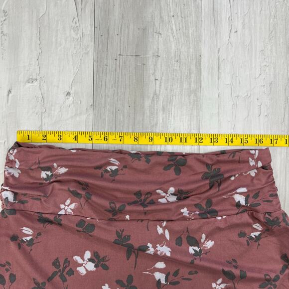 North River Outfitters Mauve Floral Ruched Stretch Flowy Cottage Fairy Skirt - Picture 6 of 7
